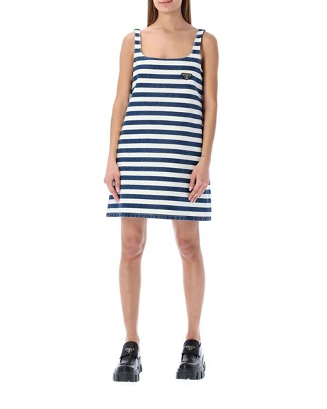 prada striped denim dress|prada nylon a line dress.